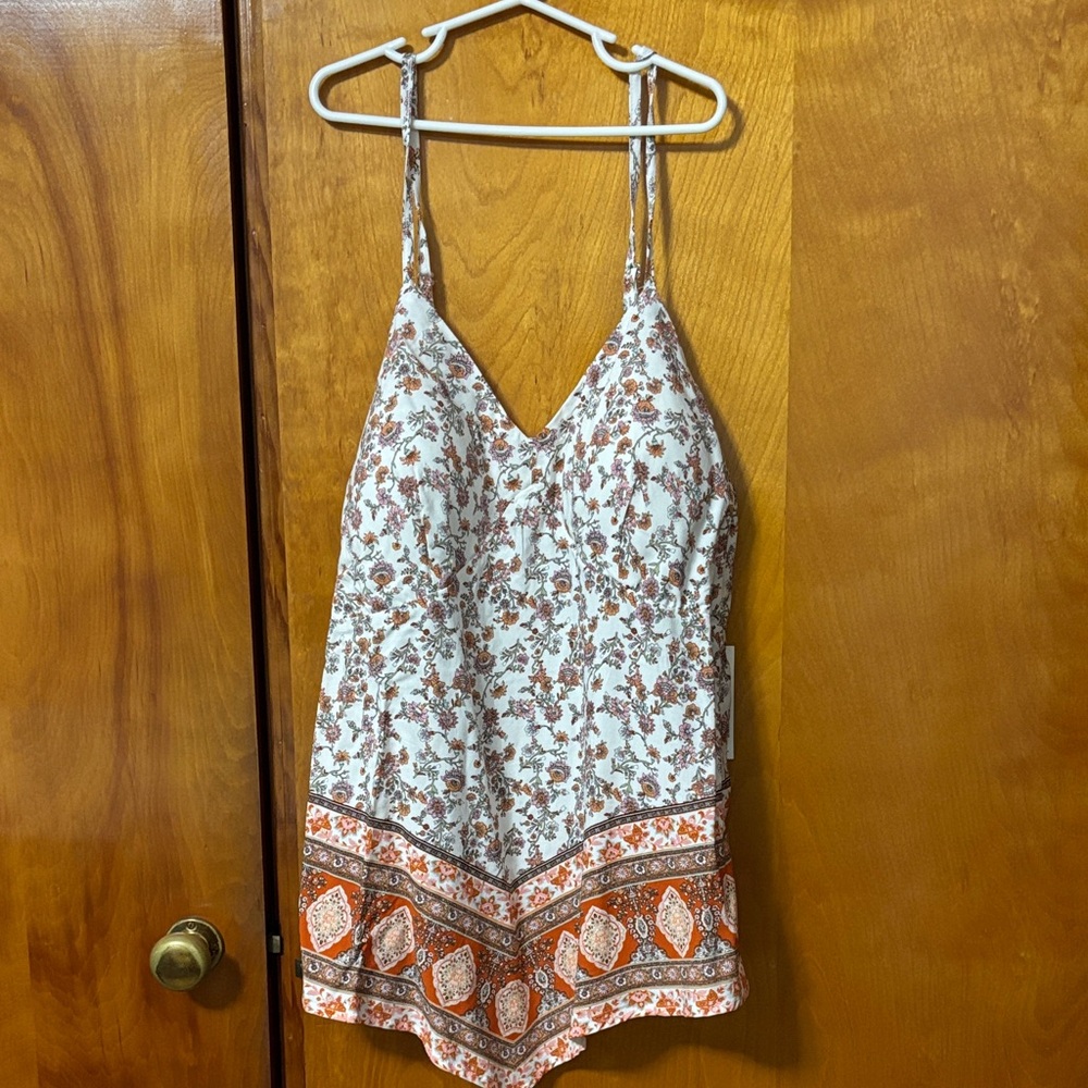 No Boundaries Orange and Cream Floral Camisole